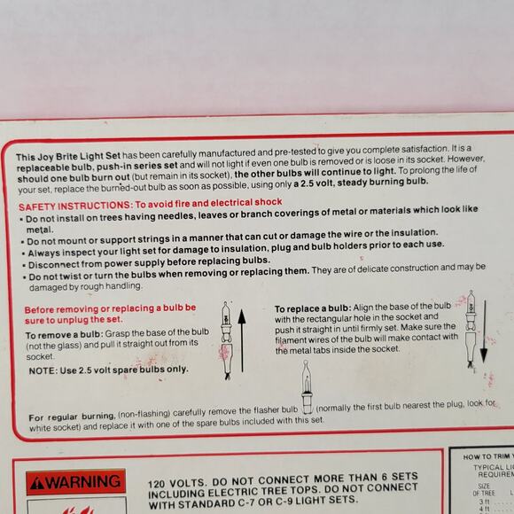 Joy Brite 50 Miniature Christmas Light Set Vintage Indoor Outdoor  27 Ft NOS - Picture 10 of 16